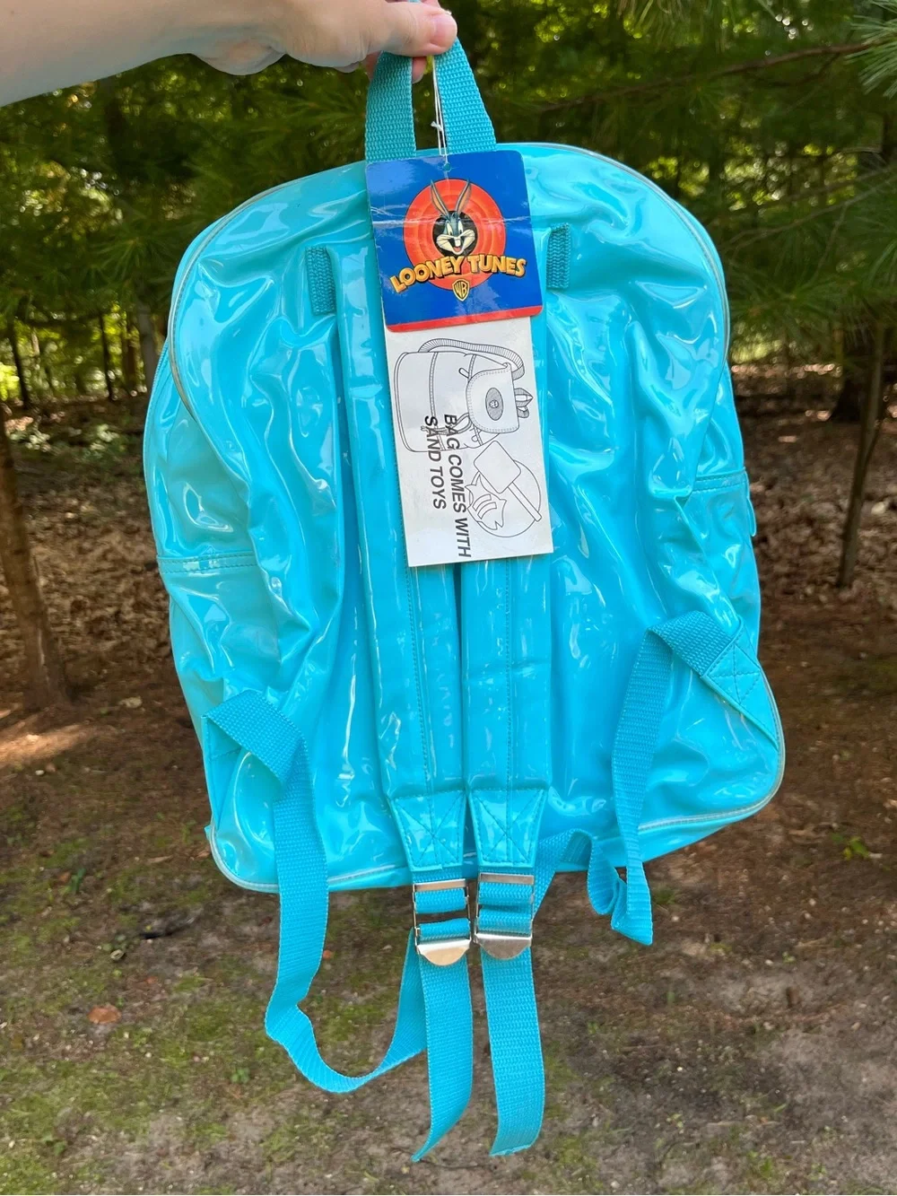 1997 Warner Bros NWT Looney Tunes Tweety Bird Beach Backpack Blue Back To School